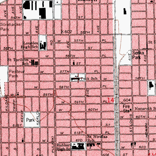Topographic Map of Peck Elementary School, IL