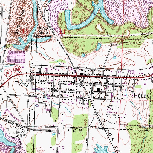 Topographic Map of Percy, IL