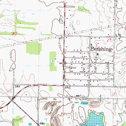 Topographic Map of Pershing, IL