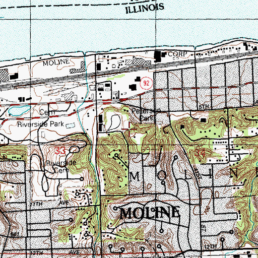 Topographic Map of Peterson Park, IL