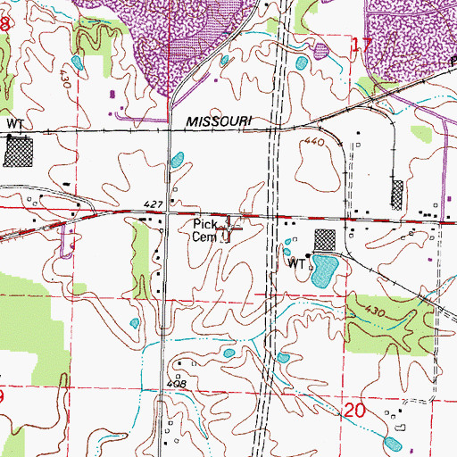 Topographic Map of Pick Cemetery, IL