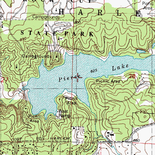 Topographic Map of Pierce Lake, IL