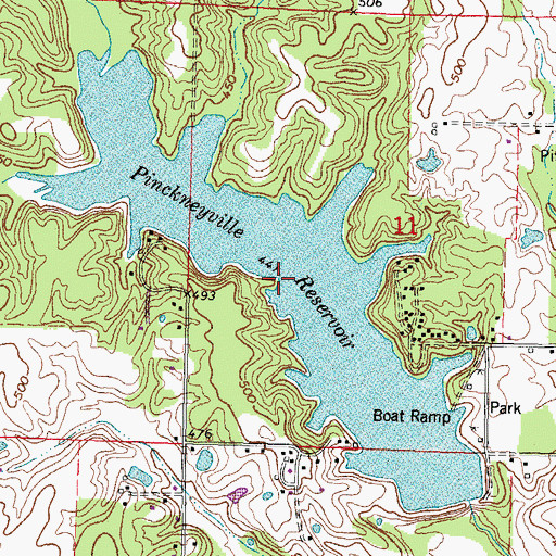 Topographic Map of Pinckneyville Reservoir, IL