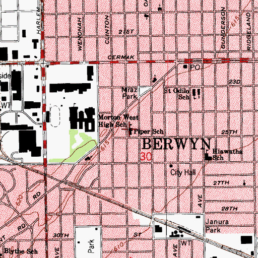 Topographic Map of Piper School, IL