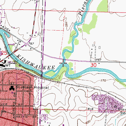 Topographic Map of Piscasaw Creek, IL