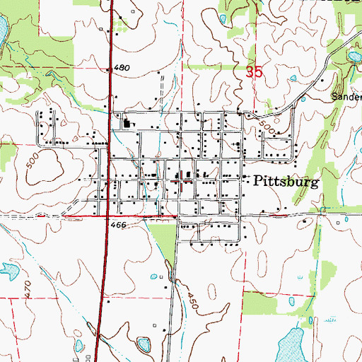 Topographic Map of Pittsburg, IL