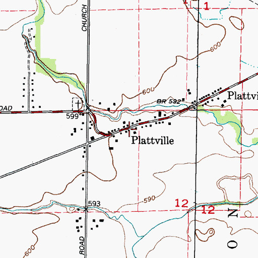 Topographic Map of Plattville, IL