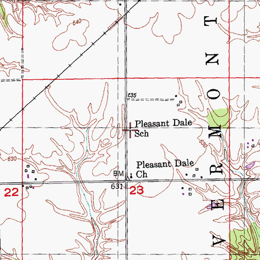 Topographic Map of Pleasant Dale School (historical), IL