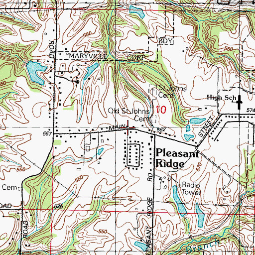 Topographic Map of Pleasant Ridge, IL
