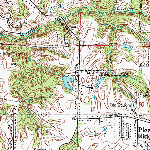 Topographic Map of Pleasant Ridge School, IL