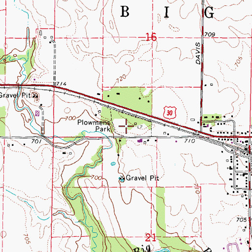 Topographic Map of Plowmens Park, IL