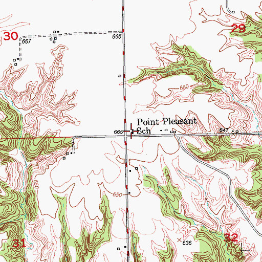 Topographic Map of Point Pleasant School (historical), IL