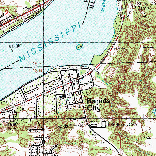Topographic Map of Rapids City, IL