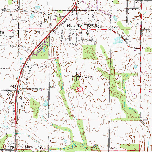 Topographic Map of Rea Cemetery, IL