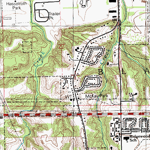 Topographic Map of Ridgewood School, IL