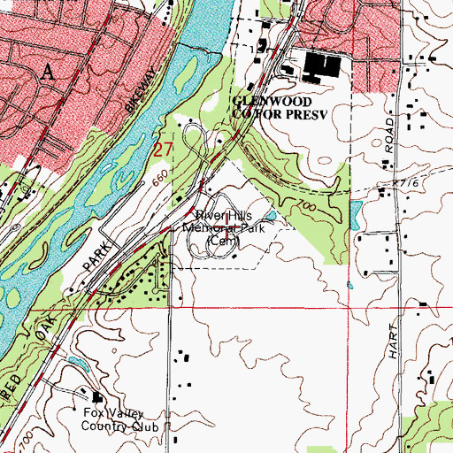 Topographic Map of River Hills Memorial Park, IL