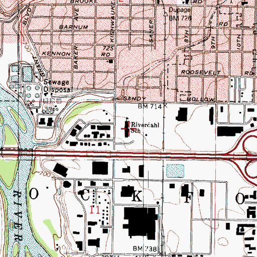Topographic Map of Riverdahl Elementary School, IL