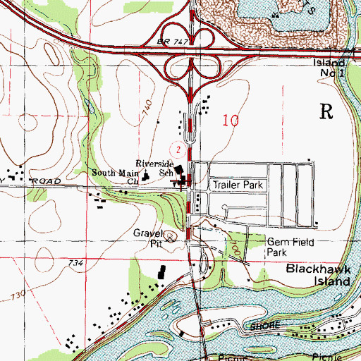 Topographic Map of Riverside School, IL