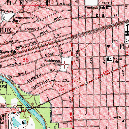 Topographic Map of Robinson Park, IL