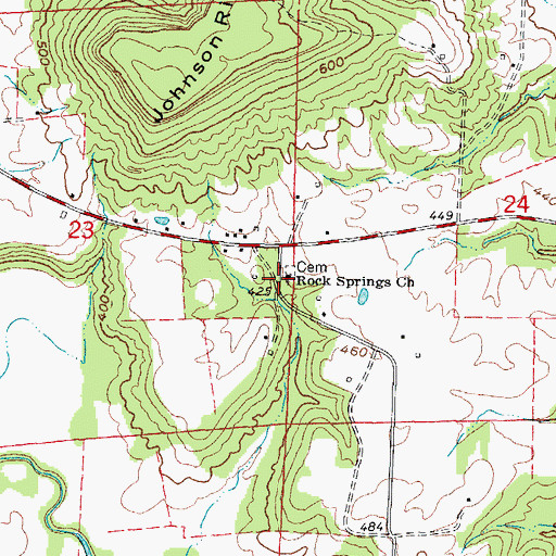 Topographic Map of Rock Springs Church, IL