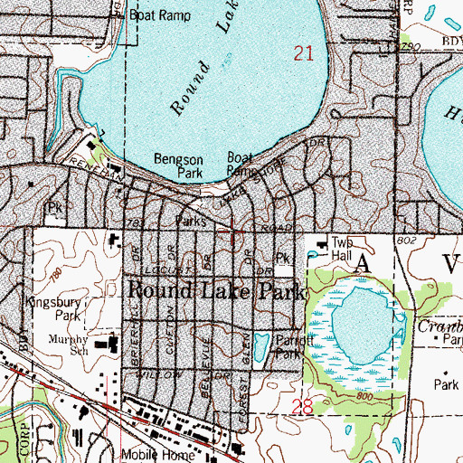 Topographic Map of Round Lake Park, IL