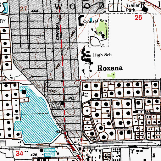 Topographic Map of Roxana, IL
