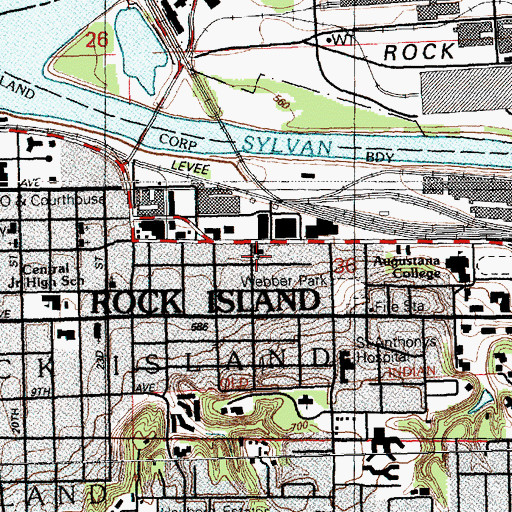 Topographic Map of Sacred Heart School, IL