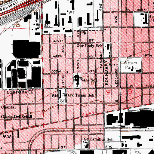 Topographic Map of Charles J Sahs Elementary School, IL