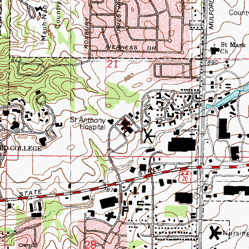 Topographic Map of OSF Saint Anthony Medical Center, IL