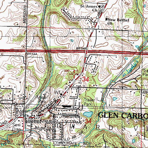 Topographic Map of Saint Cecelia Church, IL