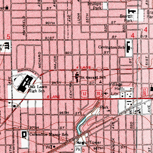 Topographic Map of Saint Gerald School, IL
