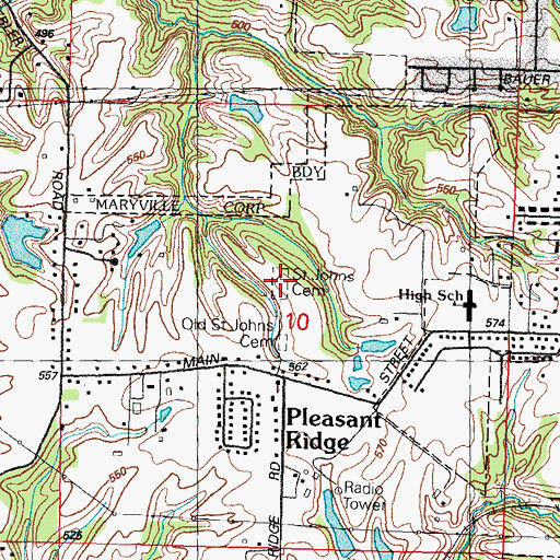 Topographic Map of Saint John Lutheran Cemetery, IL
