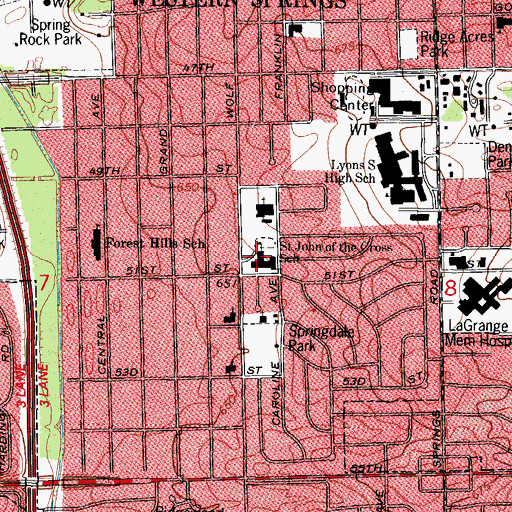 Topographic Map of Saint Johns School, IL