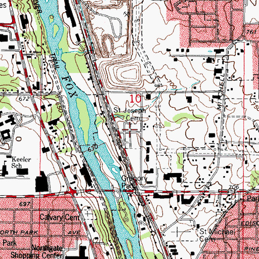 Topographic Map of Saint Joseph Catholic Cemetery, IL