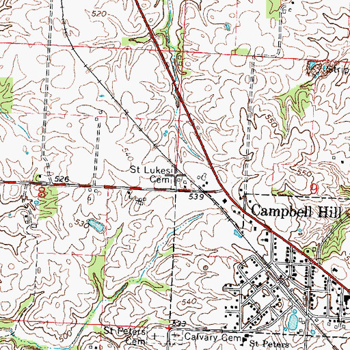Topographic Map of Saint Lukes Cemetery, IL
