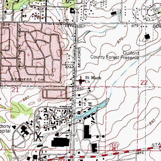 Topographic Map of Saint Mark Lutheran Church, IL