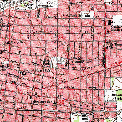 Topographic Map of Saint Nicholas Catholic Cemetery, IL