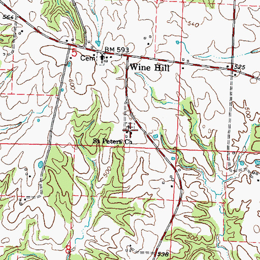 Topographic Map of Saint Peters Church, IL