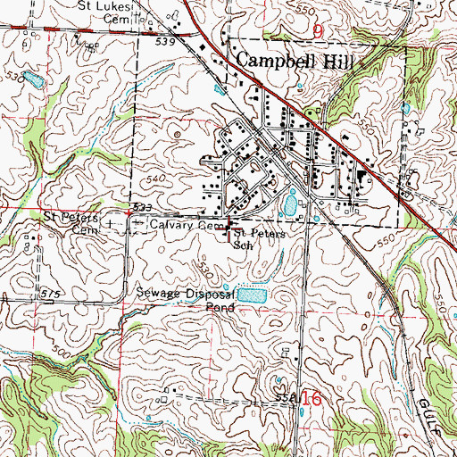 Topographic Map of Saint Peters School, IL