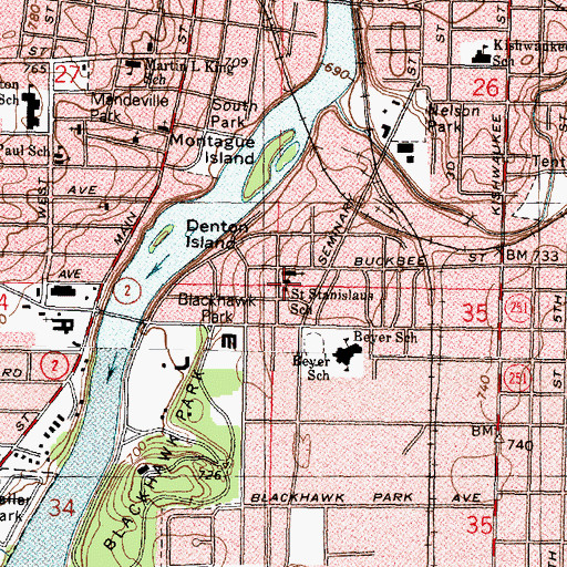 Topographic Map of Saint Stanislaus School, IL