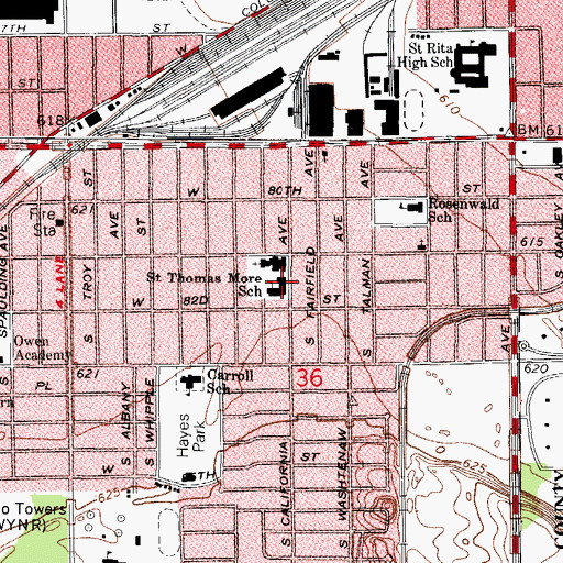 Topographic Map of Saint Thomas More School, IL