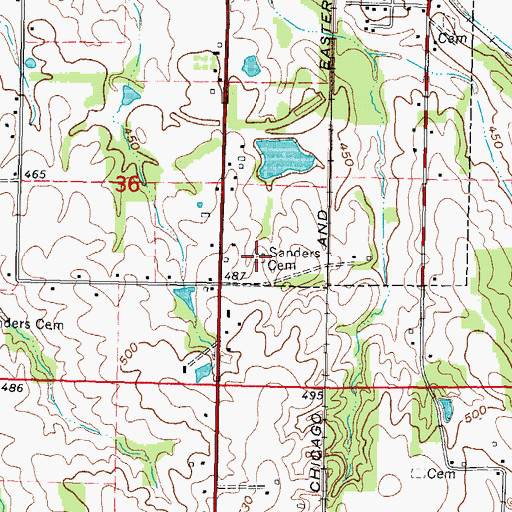 Topographic Map of Sanders Davis Cemetery, IL