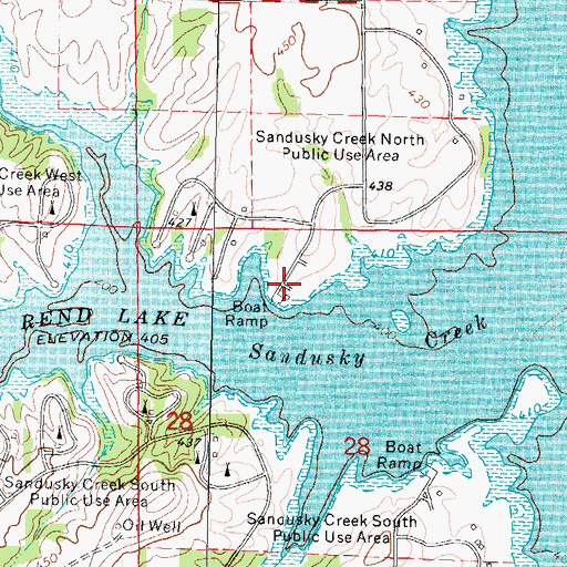 Topographic Map of Sandusky Creek North Public Use Area, IL