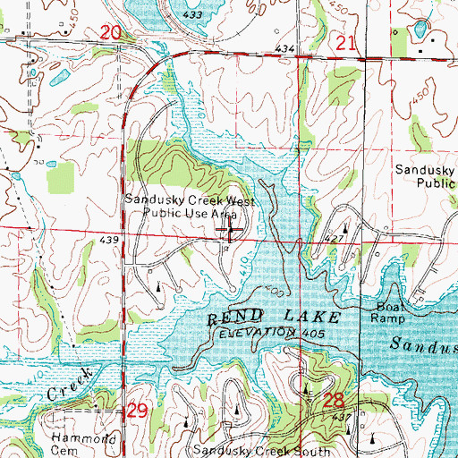 Topographic Map of Sandusky Creek West Public Use Area, IL