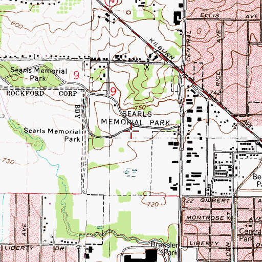 Topographic Map of Searls Memorial Park, IL