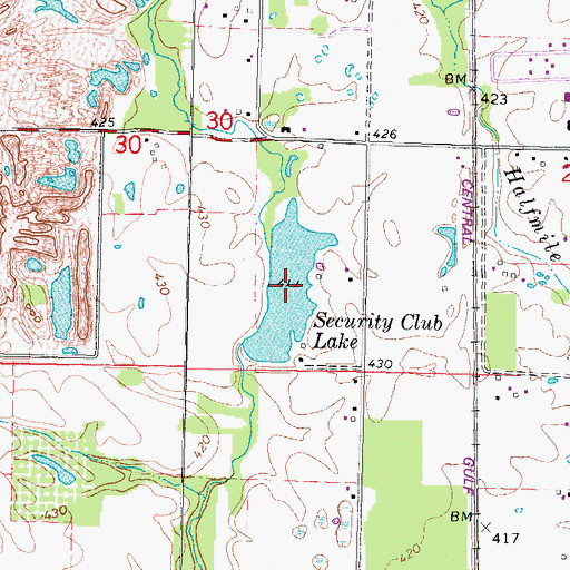 Topographic Map of Security Club Lake, IL