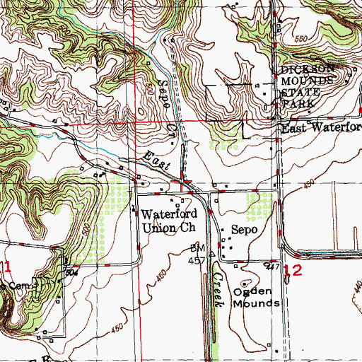 Topographic Map of Sepo Creek, IL