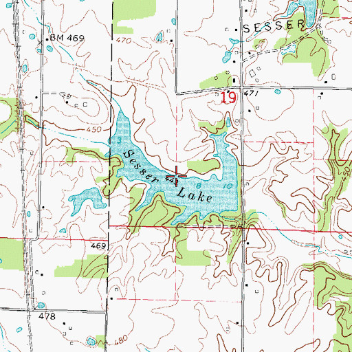 Topographic Map of Sesser Lake, IL