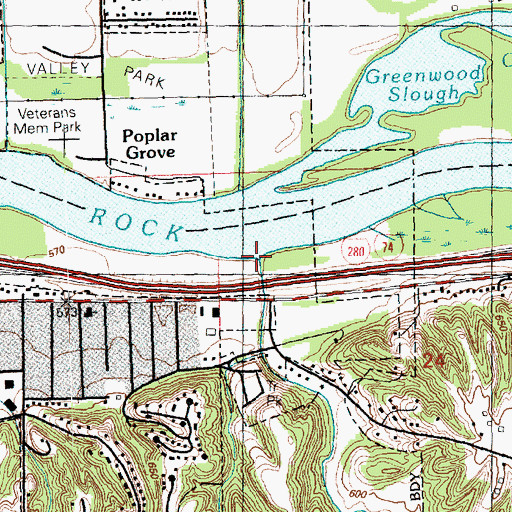 Topographic Map of Shaffer Creek, IL