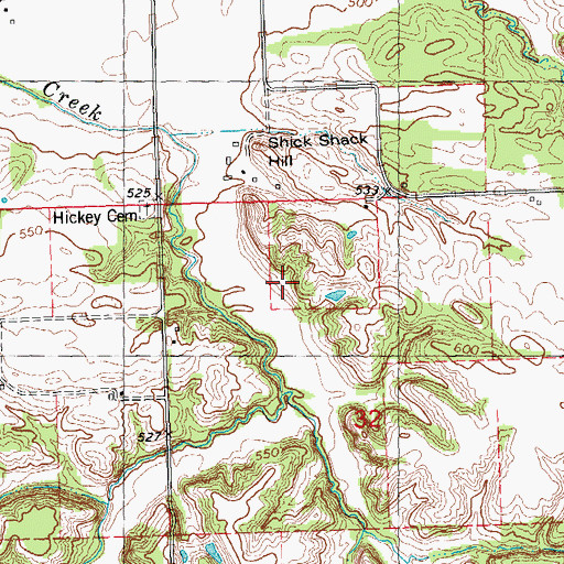 Topographic Map of Shick Shack Hill, IL
